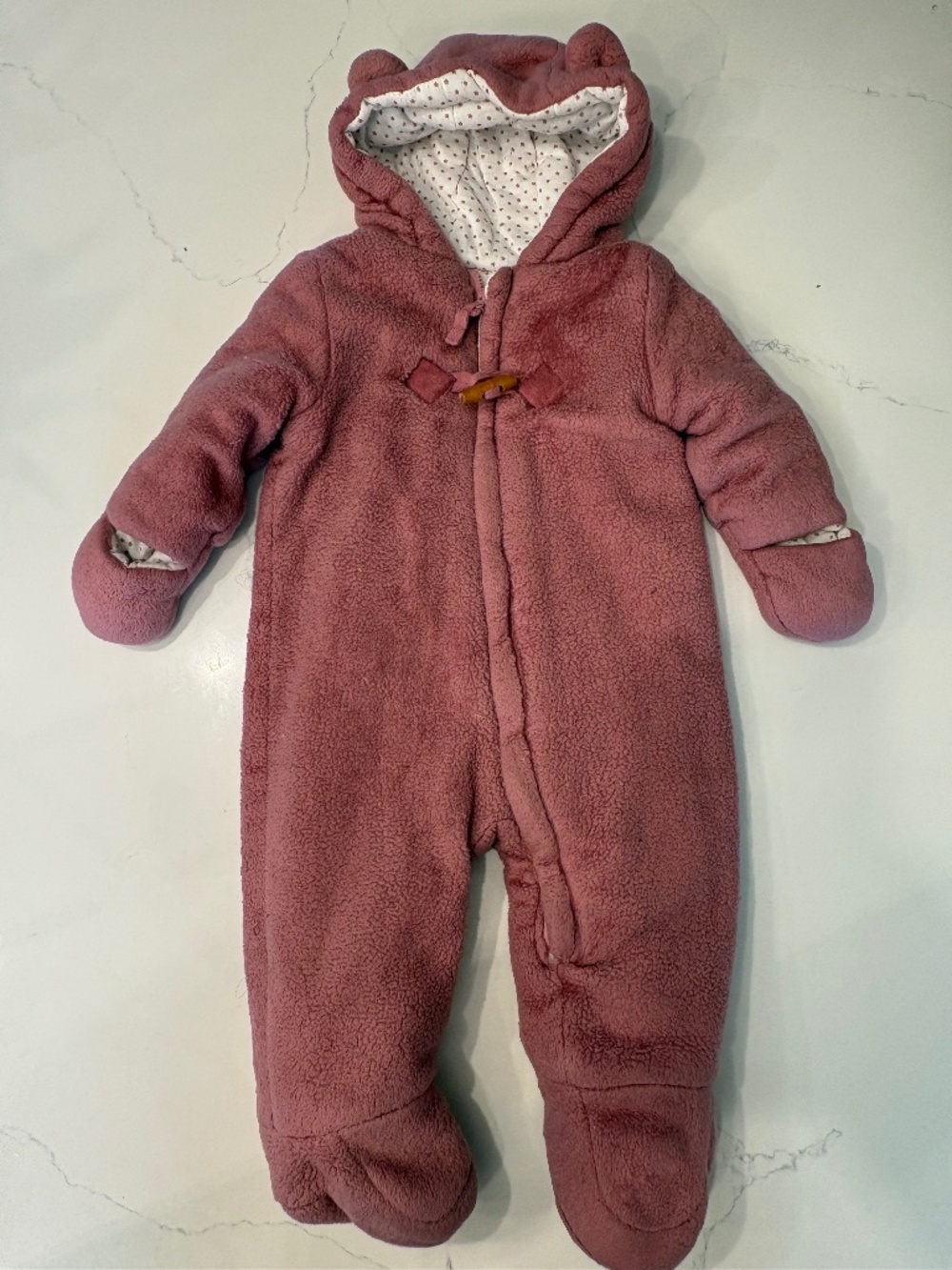 Used Wippette 6 to 9 Month Fleece Bear Snow Suit